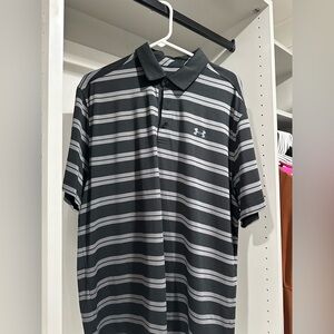 Under Armour Men's Polo Shirt in Black and Gray Stripes